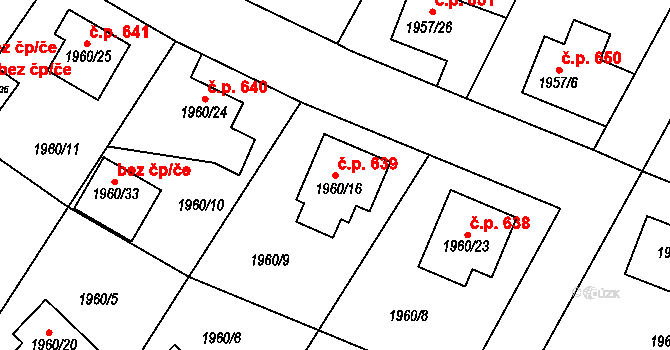 Semily 639 na parcele st. 1960/16 v KÚ Semily, Katastrální mapa