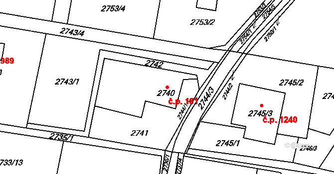 Poruba 181, Orlová na parcele st. 2740 v KÚ Poruba u Orlové, Katastrální mapa