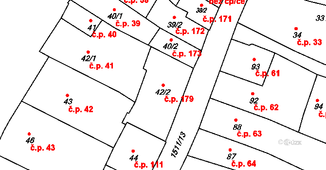 Prachatice I 179, Prachatice na parcele st. 42/2 v KÚ Prachatice, Katastrální mapa
