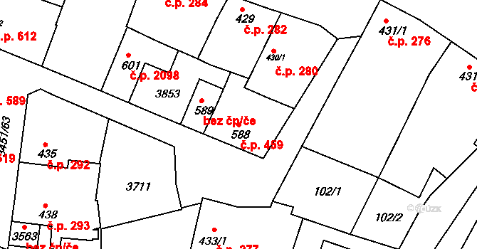 Lysá nad Labem 459 na parcele st. 588 v KÚ Lysá nad Labem, Katastrální mapa