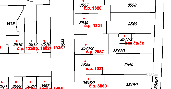 Tábor 2657 na parcele st. 3541/2 v KÚ Tábor, Katastrální mapa