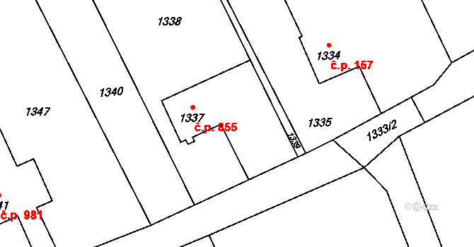 Šenov 855 na parcele st. 1337 v KÚ Šenov u Ostravy, Katastrální mapa