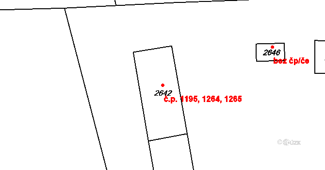 Cheb 1195,1264,1265 na parcele st. 2642 v KÚ Cheb, Katastrální mapa