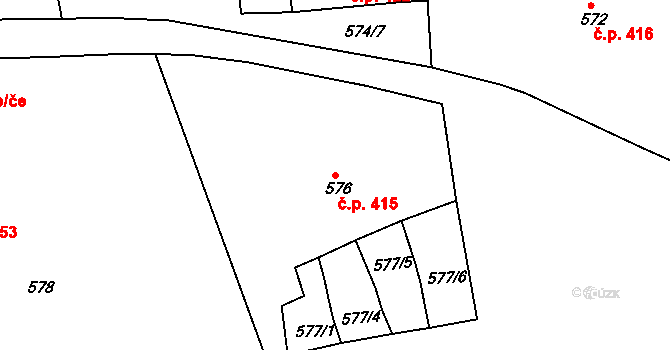 Svatava 415 na parcele st. 576 v KÚ Svatava, Katastrální mapa