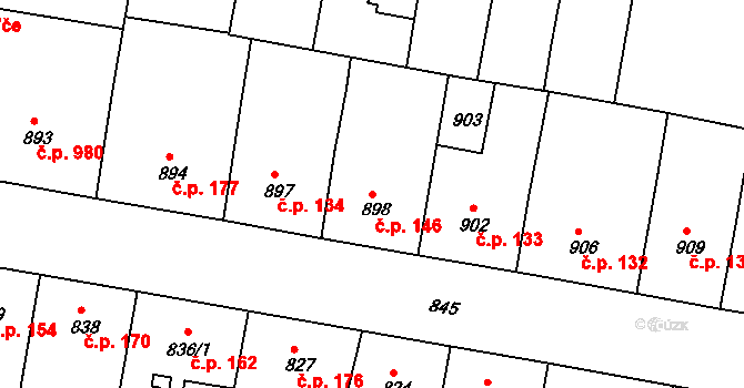 Žižkov 146, Praha na parcele st. 898 v KÚ Žižkov, Katastrální mapa