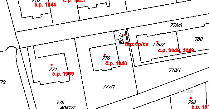 Dejvice 1940, Praha na parcele st. 776 v KÚ Dejvice, Katastrální mapa