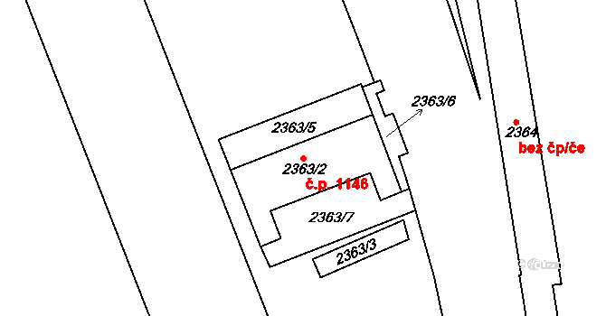 Holešovice 1146, Praha na parcele st. 2363/2 v KÚ Holešovice, Katastrální mapa