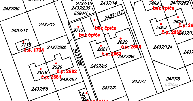 Hodonín 2663 na parcele st. 2621 v KÚ Hodonín, Katastrální mapa