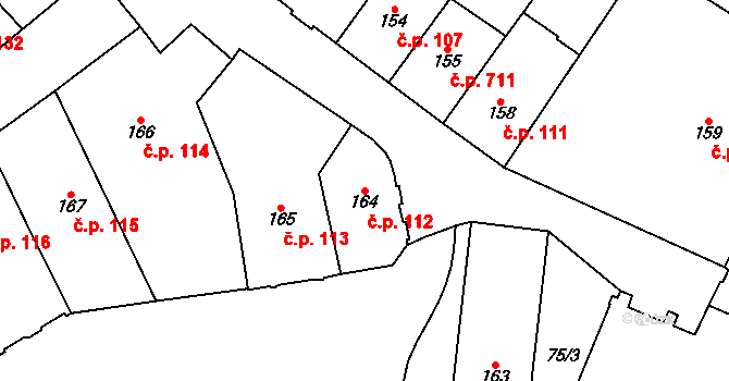 Chomutov 112 na parcele st. 164 v KÚ Chomutov I, Katastrální mapa