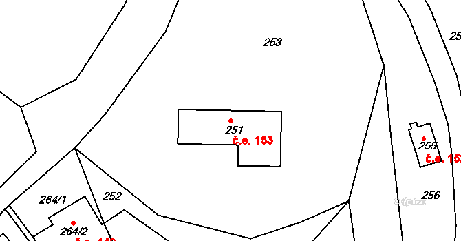 Horákov 153, Mokrá-Horákov na parcele st. 251 v KÚ Horákov, Katastrální mapa