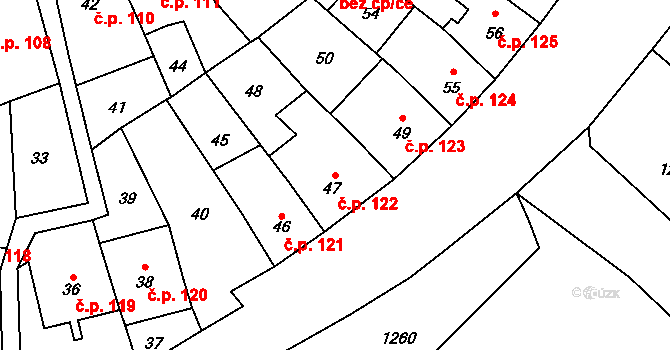 Fryštát 122, Karviná na parcele st. 47 v KÚ Karviná-město, Katastrální mapa