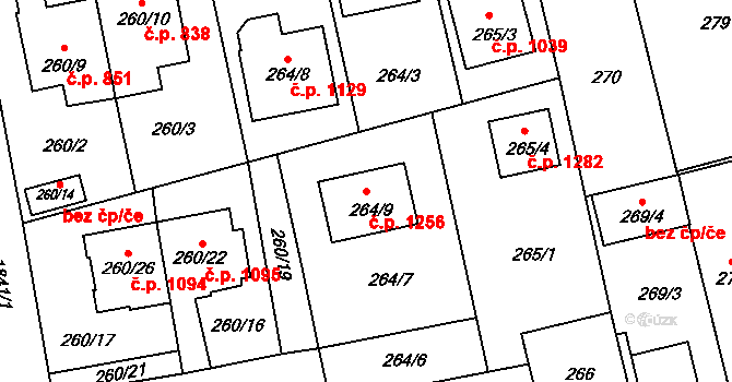 Kylešovice 1256, Opava na parcele st. 264/9 v KÚ Kylešovice, Katastrální mapa