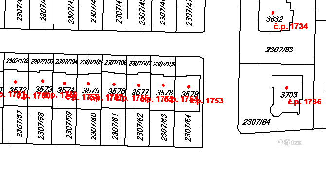 Slaný 1754 na parcele st. 3578 v KÚ Slaný, Katastrální mapa