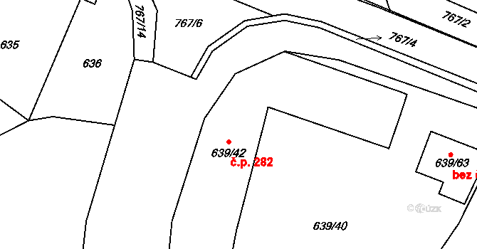 Poříčí 282, Boršov nad Vltavou na parcele st. 639/42 v KÚ Boršov nad Vltavou, Katastrální mapa