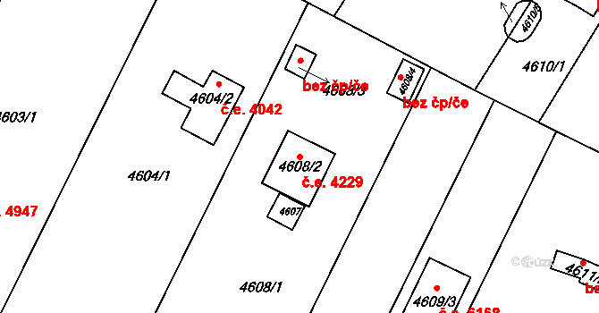 Znojmo 4229 na parcele st. 4608/2 v KÚ Znojmo-město, Katastrální mapa