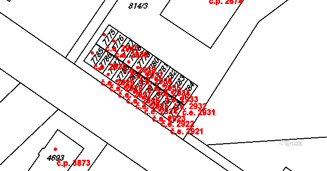 Zlín 2933 na parcele st. 7782 v KÚ Zlín, Katastrální mapa