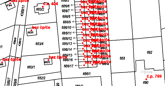 Frýdlant nad Ostravicí 40317749 na parcele st. 686/13 v KÚ Frýdlant nad Ostravicí, Katastrální mapa