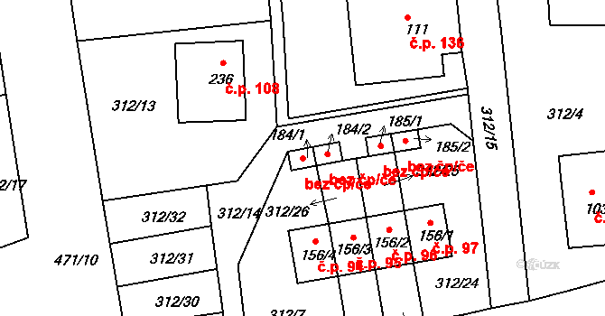 Týnec 41509749 na parcele st. 184/1 v KÚ Týnec u Janovic nad Úhlavou, Katastrální mapa