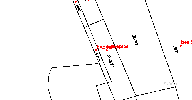 Bošovice 43355749 na parcele st. 800/12 v KÚ Bošovice, Katastrální mapa