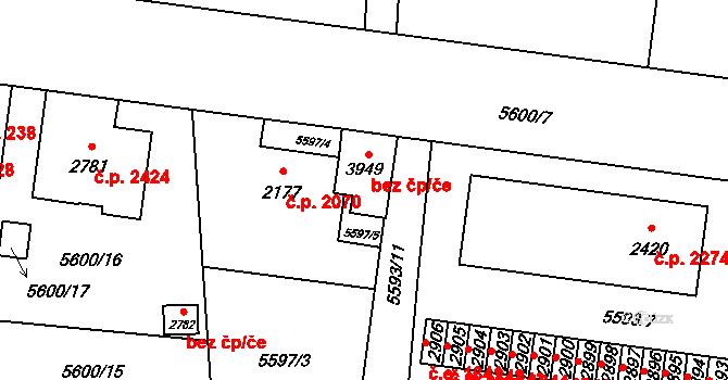 Žatec 47116749 na parcele st. 3949 v KÚ Žatec, Katastrální mapa