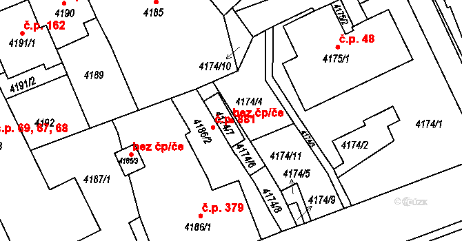Liberec 48088749 na parcele st. 4174/7 v KÚ Liberec, Katastrální mapa