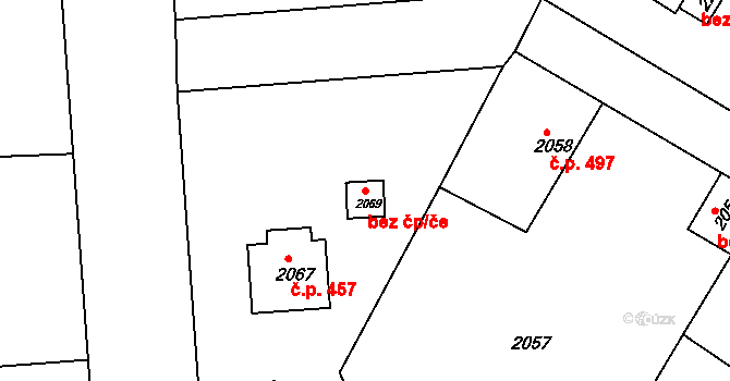 Hodkovice nad Mohelkou 49147749 na parcele st. 2069 v KÚ Hodkovice nad Mohelkou, Katastrální mapa