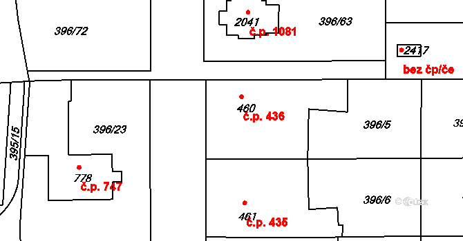 Unhošť 436 na parcele st. 460 v KÚ Unhošť, Katastrální mapa