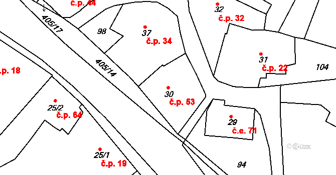 Malá Skalice 53, Česká Skalice na parcele st. 30 v KÚ Malá Skalice, Katastrální mapa