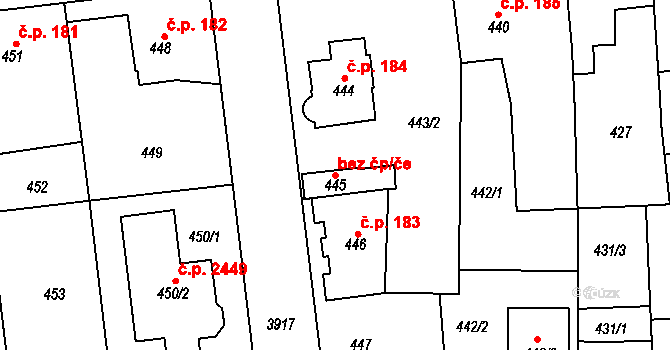 Praha 78713749 na parcele st. 445 v KÚ Horní Počernice, Katastrální mapa