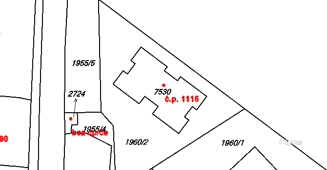 Chrudim II 1115, Chrudim na parcele st. 7530 v KÚ Chrudim, Katastrální mapa