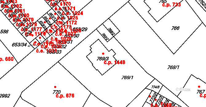 Děčín II-Nové Město 1448, Děčín na parcele st. 769/3 v KÚ Děčín, Katastrální mapa