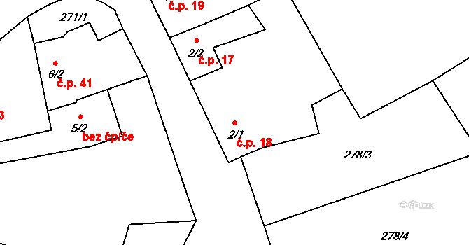Chvalovice 18 na parcele st. 2/1 v KÚ Chvalovice u Netolic, Katastrální mapa