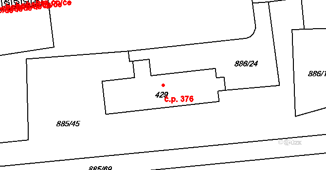 Lhenice 376 na parcele st. 429 v KÚ Lhenice, Katastrální mapa