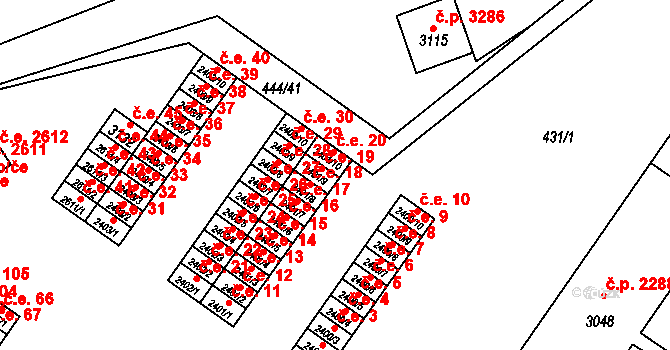 Žatec 19 na parcele st. 2401/9 v KÚ Žatec, Katastrální mapa