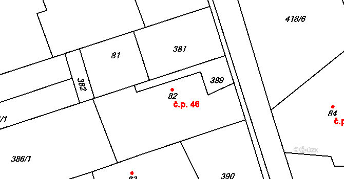 Malá Čermná 46, Čermná nad Orlicí na parcele st. 82 v KÚ Malá Čermná nad Orlicí, Katastrální mapa
