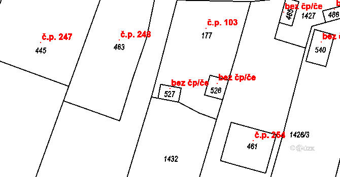 Šebetov 98668749 na parcele st. 527 v KÚ Šebetov, Katastrální mapa