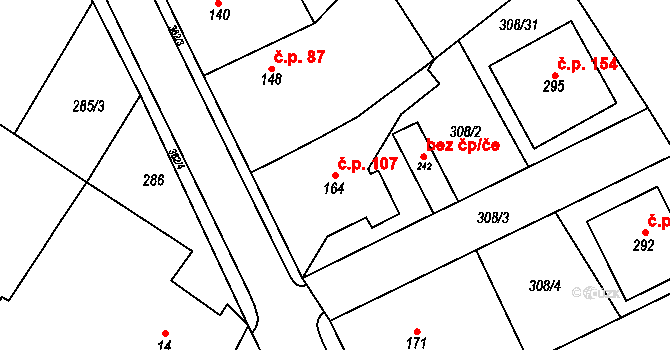 Mramotice 107, Znojmo na parcele st. 164 v KÚ Mramotice, Katastrální mapa