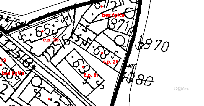 Pivnisko 25, Chlístovice na parcele st. 68 v KÚ Žandov, Katastrální mapa