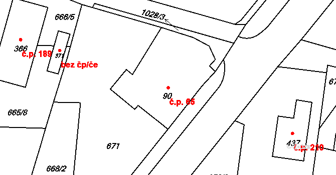 Otovice 65 na parcele st. 90 v KÚ Otovice u Karlových Var, Katastrální mapa