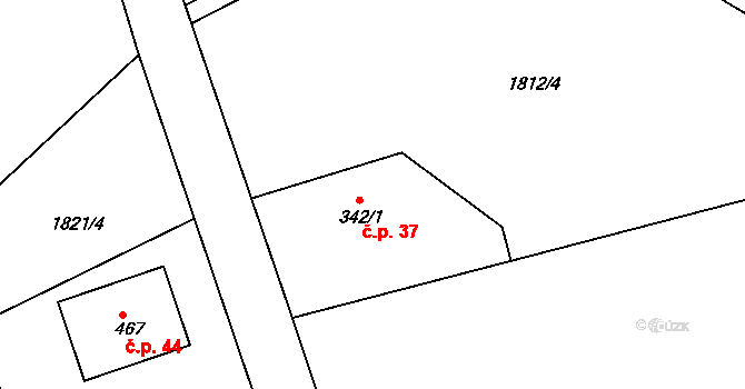 Jizerka 37, Kořenov na parcele st. 342/1 v KÚ Jizerka, Katastrální mapa