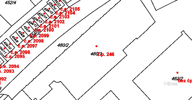 Jihlava 246 na parcele st. 460/1 v KÚ Jihlava, Katastrální mapa