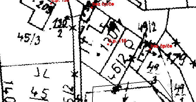 Řisuty 116 na parcele st. 130/1 v KÚ Řisuty u Slaného, Katastrální mapa