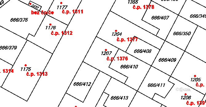 Veselí nad Moravou 1376 na parcele st. 1207 v KÚ Veselí-Předměstí, Katastrální mapa