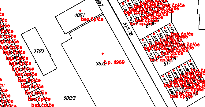 Šumperk 1969 na parcele st. 3372 v KÚ Šumperk, Katastrální mapa