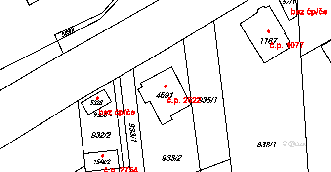 Šumperk 2622 na parcele st. 4591 v KÚ Šumperk, Katastrální mapa
