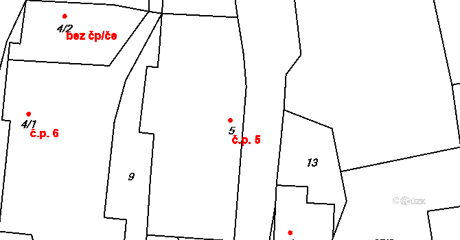 Teletín 5, Krňany na parcele st. 5 v KÚ Teletín, Katastrální mapa