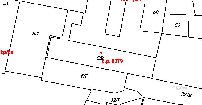 Benešov 2079 na parcele st. 5/2 v KÚ Benešov u Prahy, Katastrální mapa