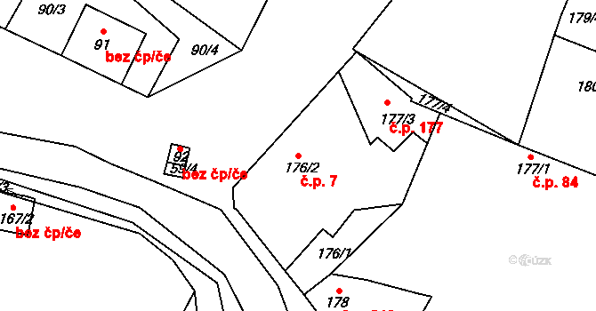 Vinařice 7 na parcele st. 176/2 v KÚ Vinařice u Kladna, Katastrální mapa