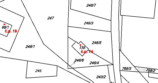 Roudnice 74, Jestřabí v Krkonoších na parcele st. 138 v KÚ Roudnice v Krkonoších, Katastrální mapa