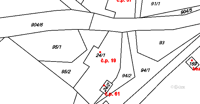 Olešnice 19 na parcele st. 24/1 v KÚ Olešnice u Turnova, Katastrální mapa